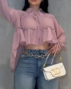 Blusa Romántica de Gasa con Volantes