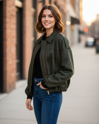 Chaqueta Bomber con Efecto Ante