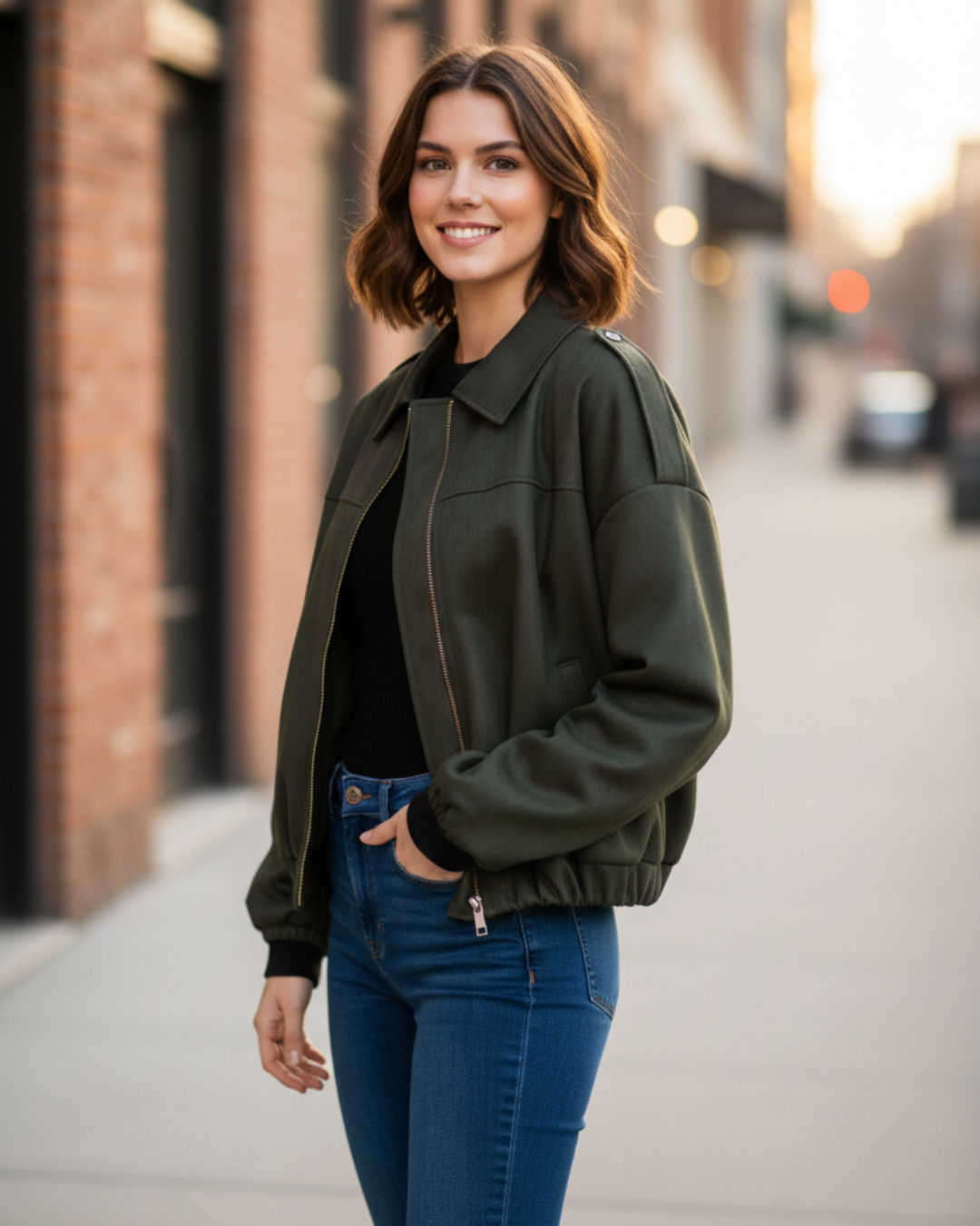 Chaqueta Bomber con Efecto Ante