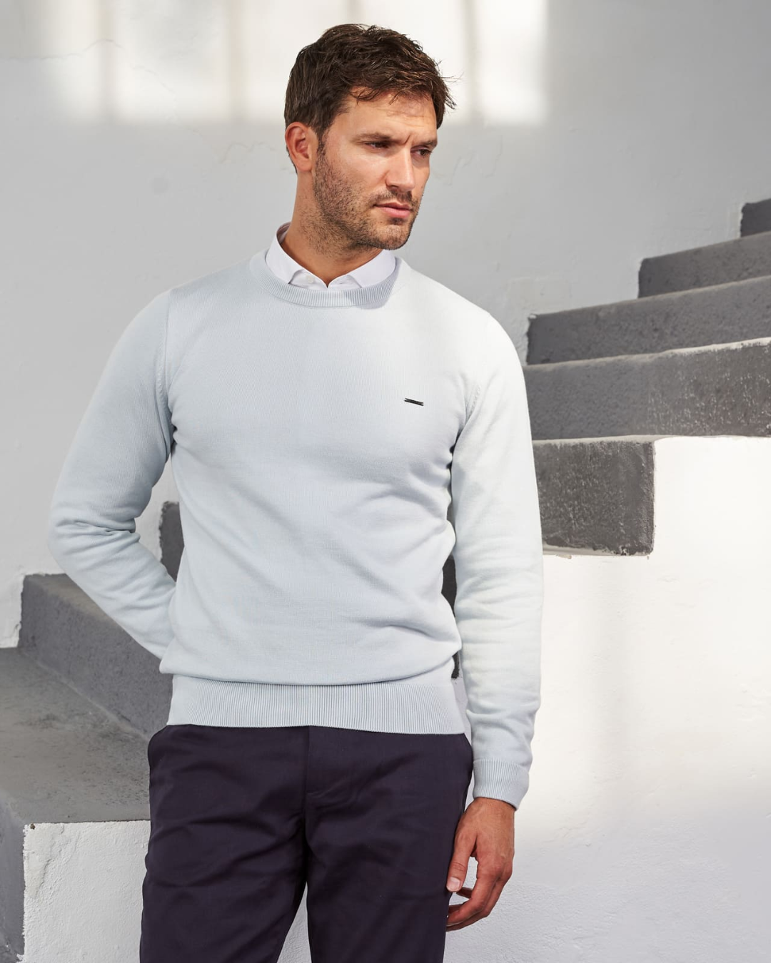 Jersey de Punto con Cuello Redondo para Hombre®