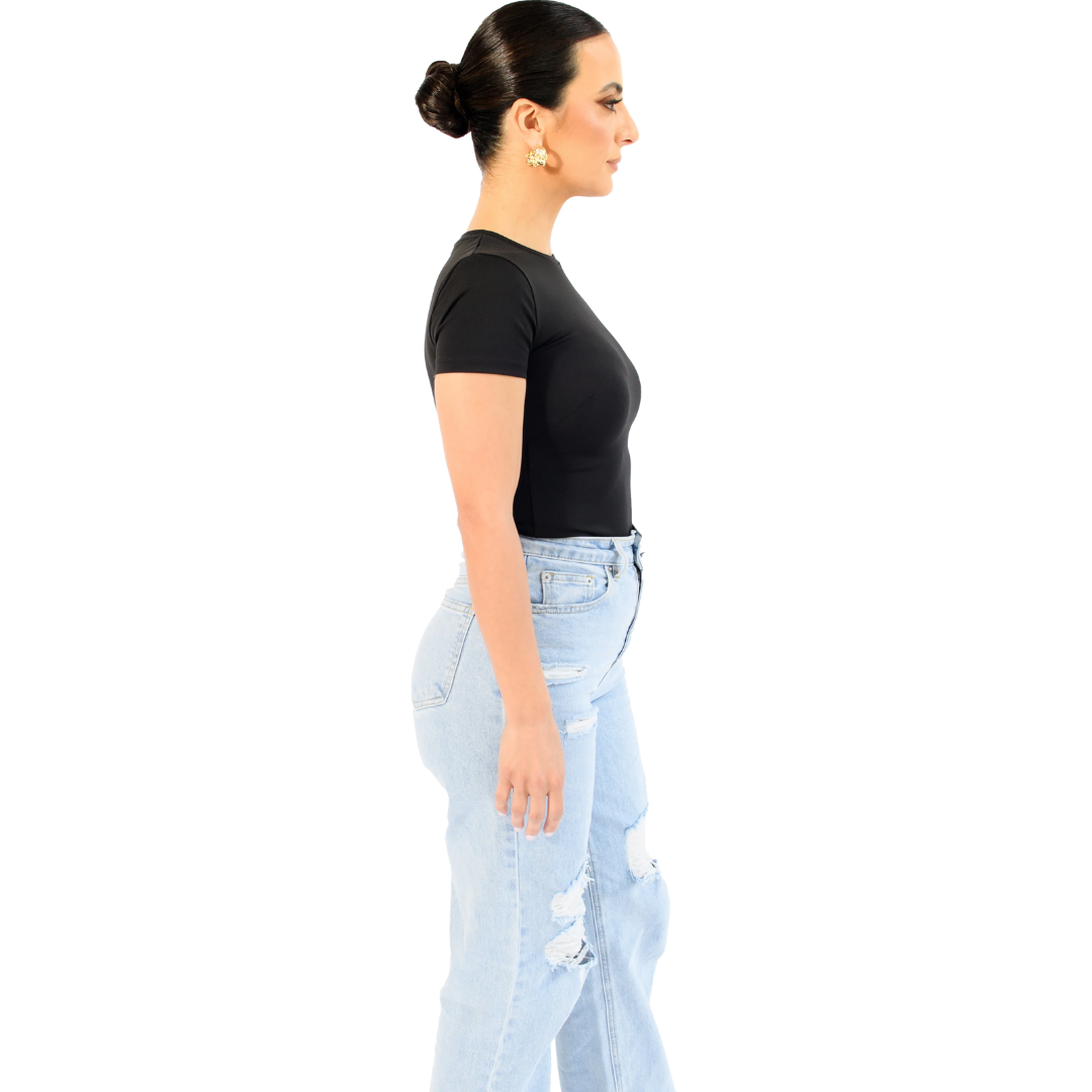 Jeans de Mujer Tiro Alto Corte Recto y Toque Retro