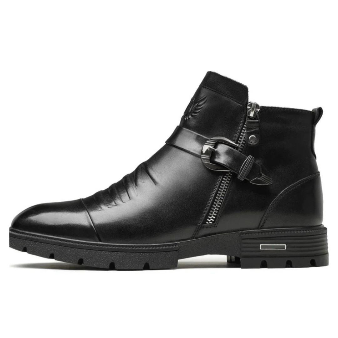 Botines de cuero con cremallera lateral