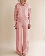 Conjunto de Dos Piezas con Top Holgado y Pantalón Ancho Para Mujer