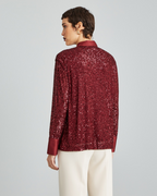 Camisa de Fiesta con Cuello y Lentejuelas de Purpurina para Mujer