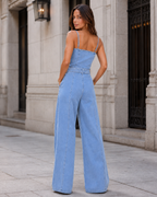 Mono vaquero strapless de pierna ancha®