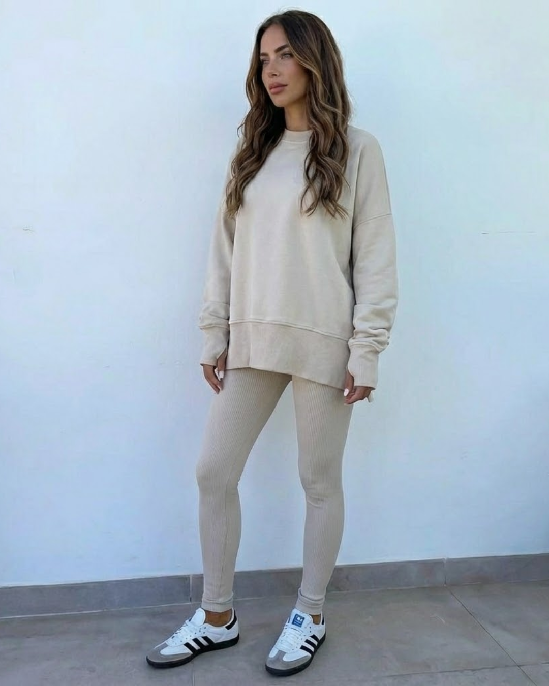 Conjunto Deportivo de Suéter Holgado y Pantalón para Mujer®