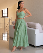 Conjunto bohemio de top y falda larga fluida