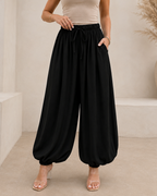 Pantalón Bombacho Fluido con Cintura Ajustable