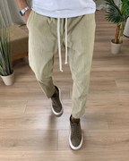 Pantalones de Corte Recto con Cintura Ajustable de Cordón para Hombres