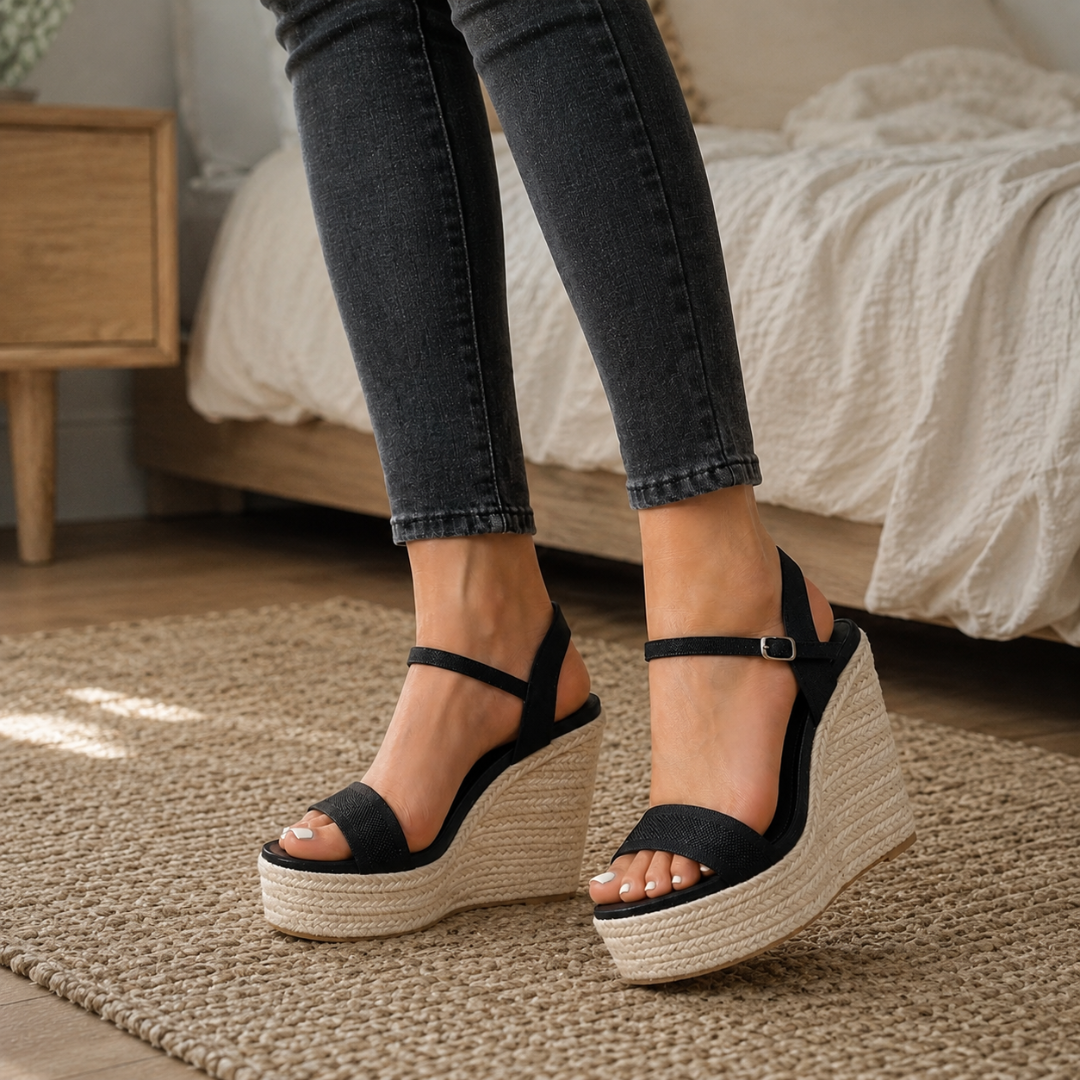Sandalias de Cuña con Plataforma Trenzada