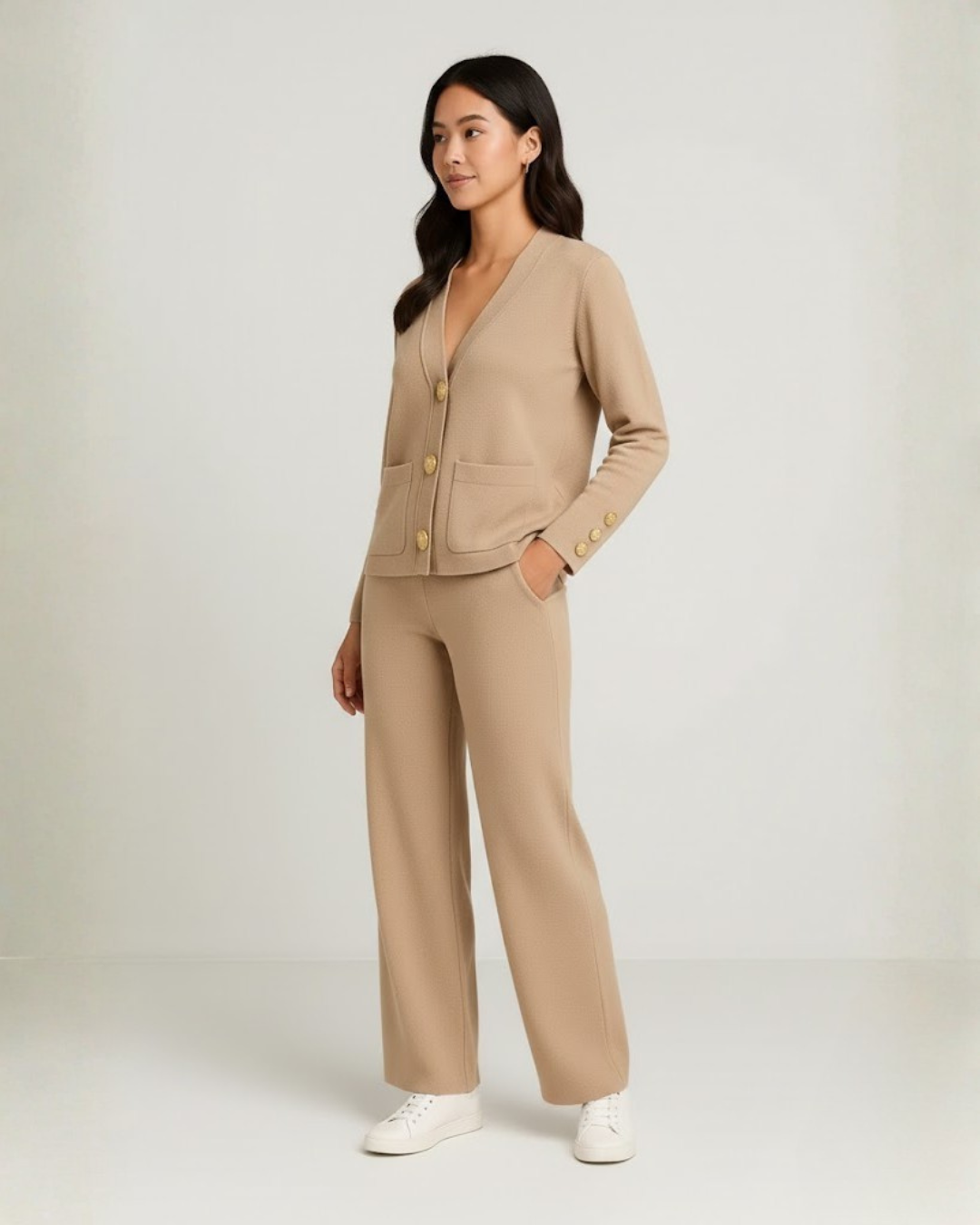 Conjunto de Punto de Elegancia y Confort en Dos Piezas Para Mujer