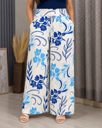 Pantalón Palazzo Estampado con Cintura Elástica