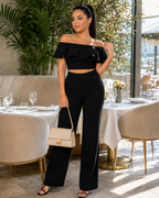 Conjunto de top con volantes y pantalón