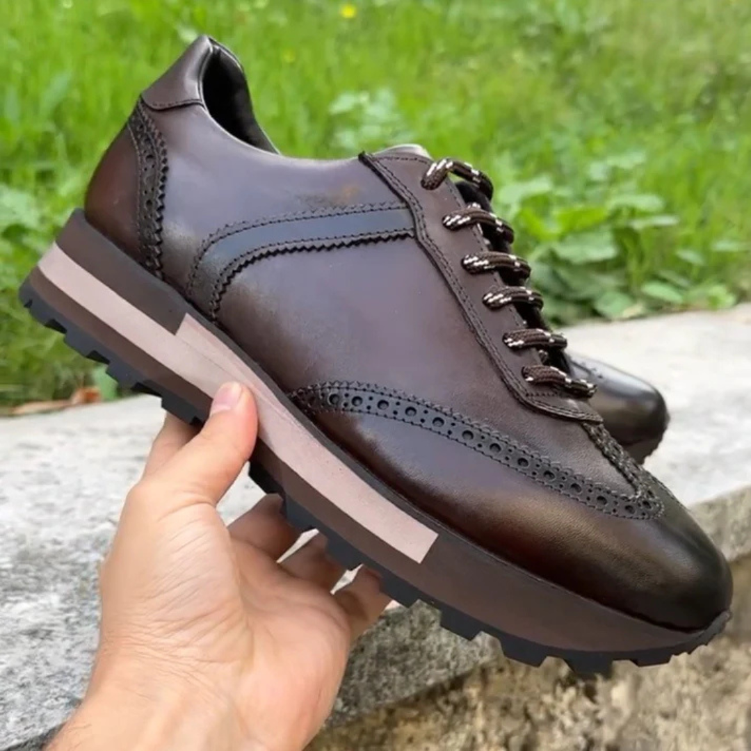 Zapatos Casuales Deportivos de Cuero Genuino Retro