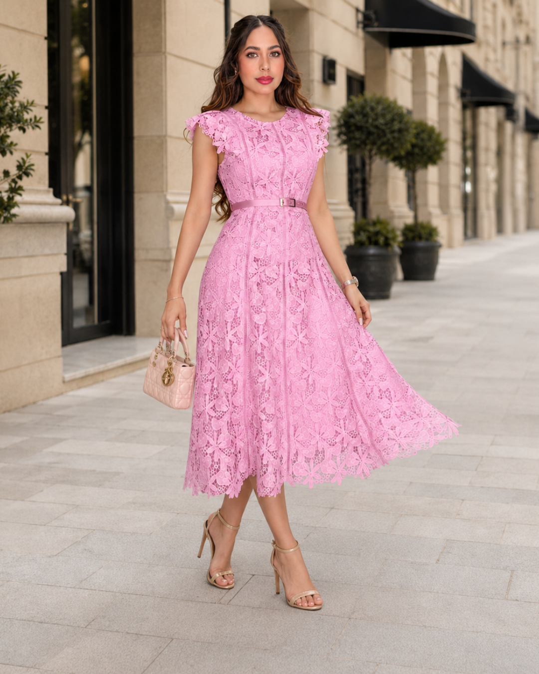 Vestido Midi de Encaje Floral®