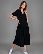 Vestido largo con cuello camisero