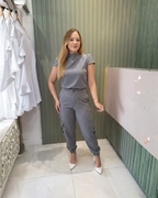 Conjunto Casual de Pantalón Cargo y Blusa de Manga Corta Para Mujer