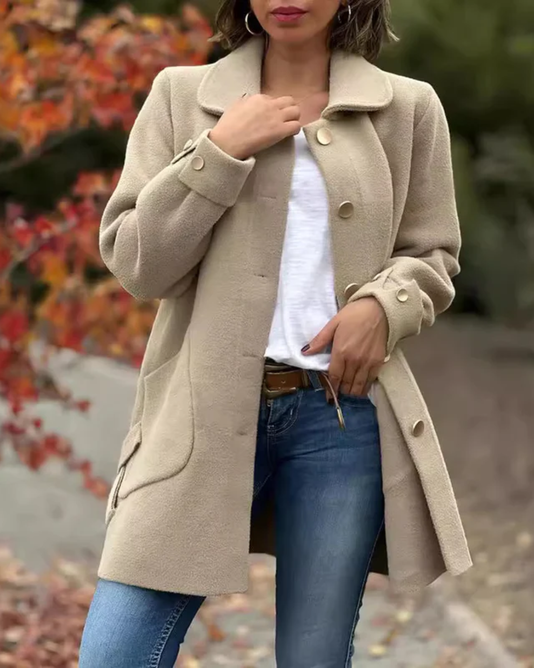 Abrigo Casual de Textura Suave para Mujer