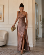Vestido Largo de Satén un Hombro®