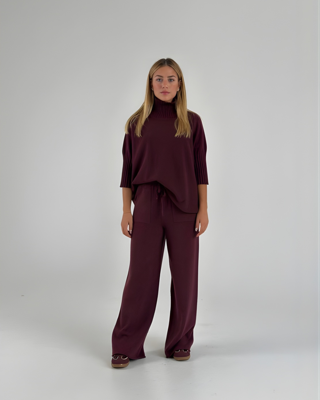 Conjunto de Punto Cuello Alto Para Mujer