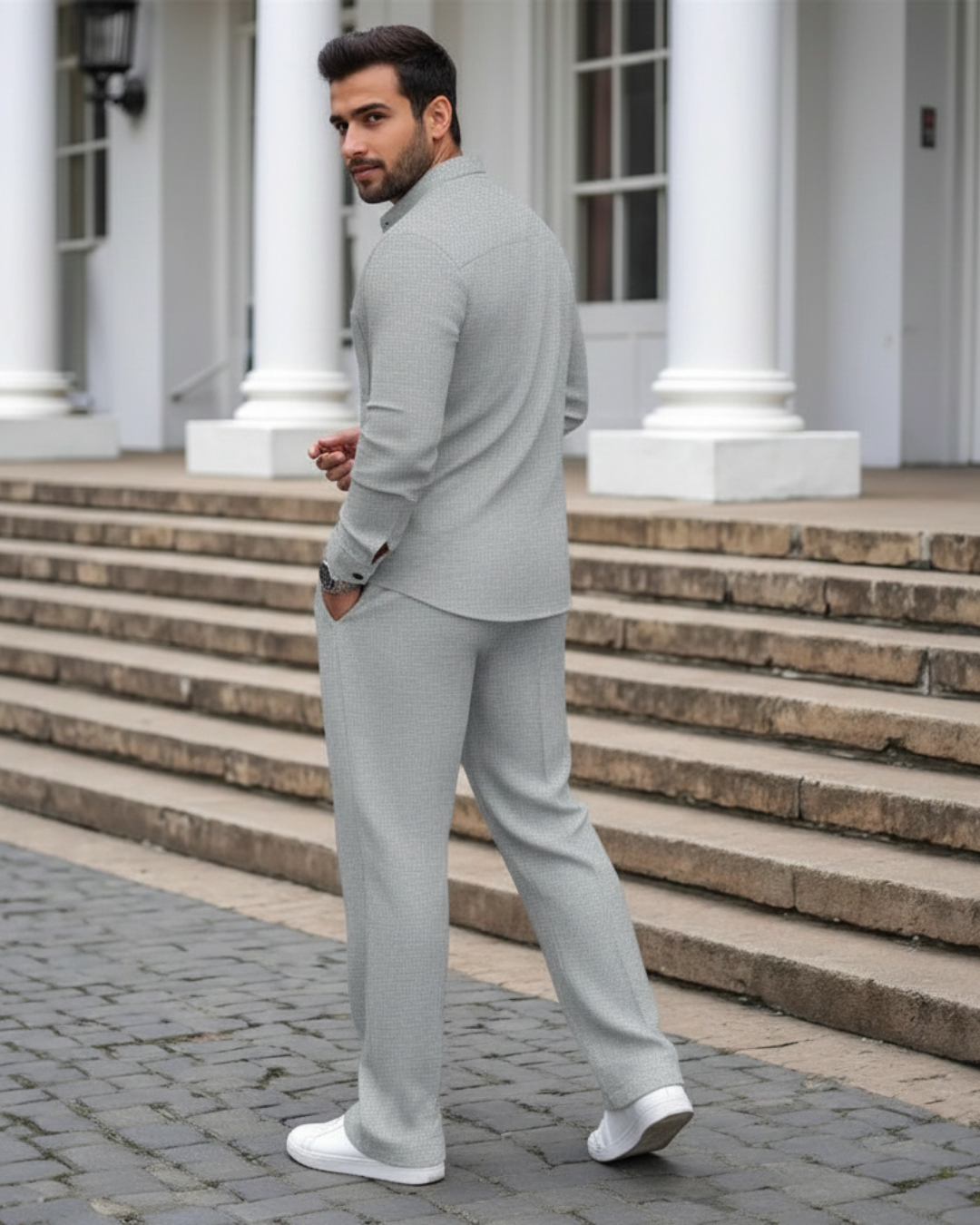 Conjunto Masculino de Camiseta y Pantalón con Textura Waffle®