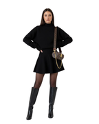Vestido Mini de Punto de Manga Larga y Cuello Redondo para mujer®