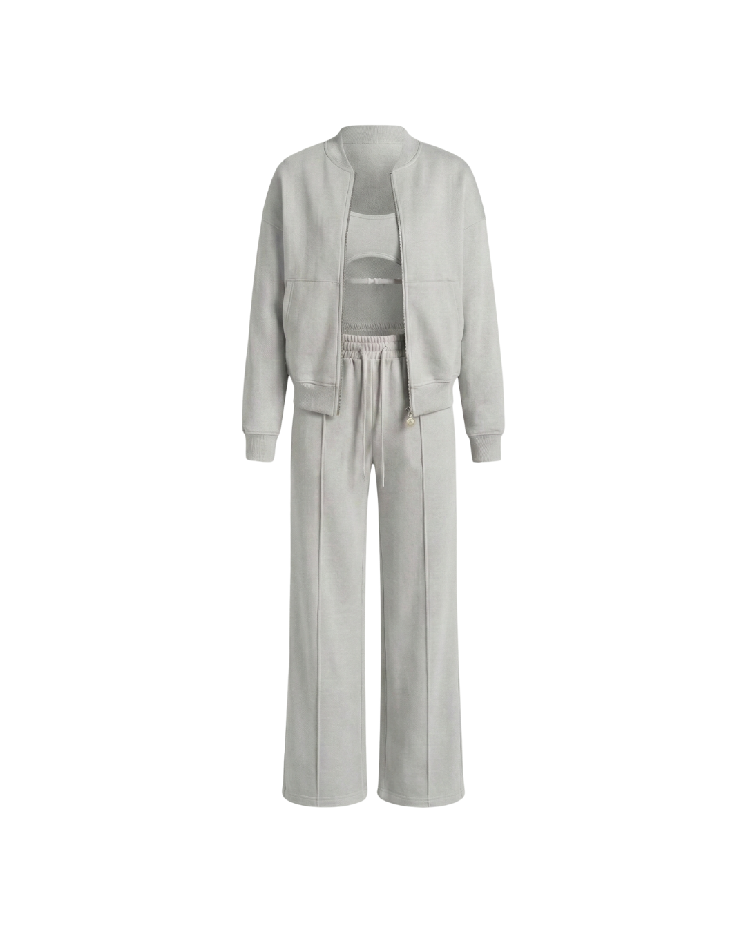 Chaqueta con Cremallera y Pantalón de Pernera Ancha