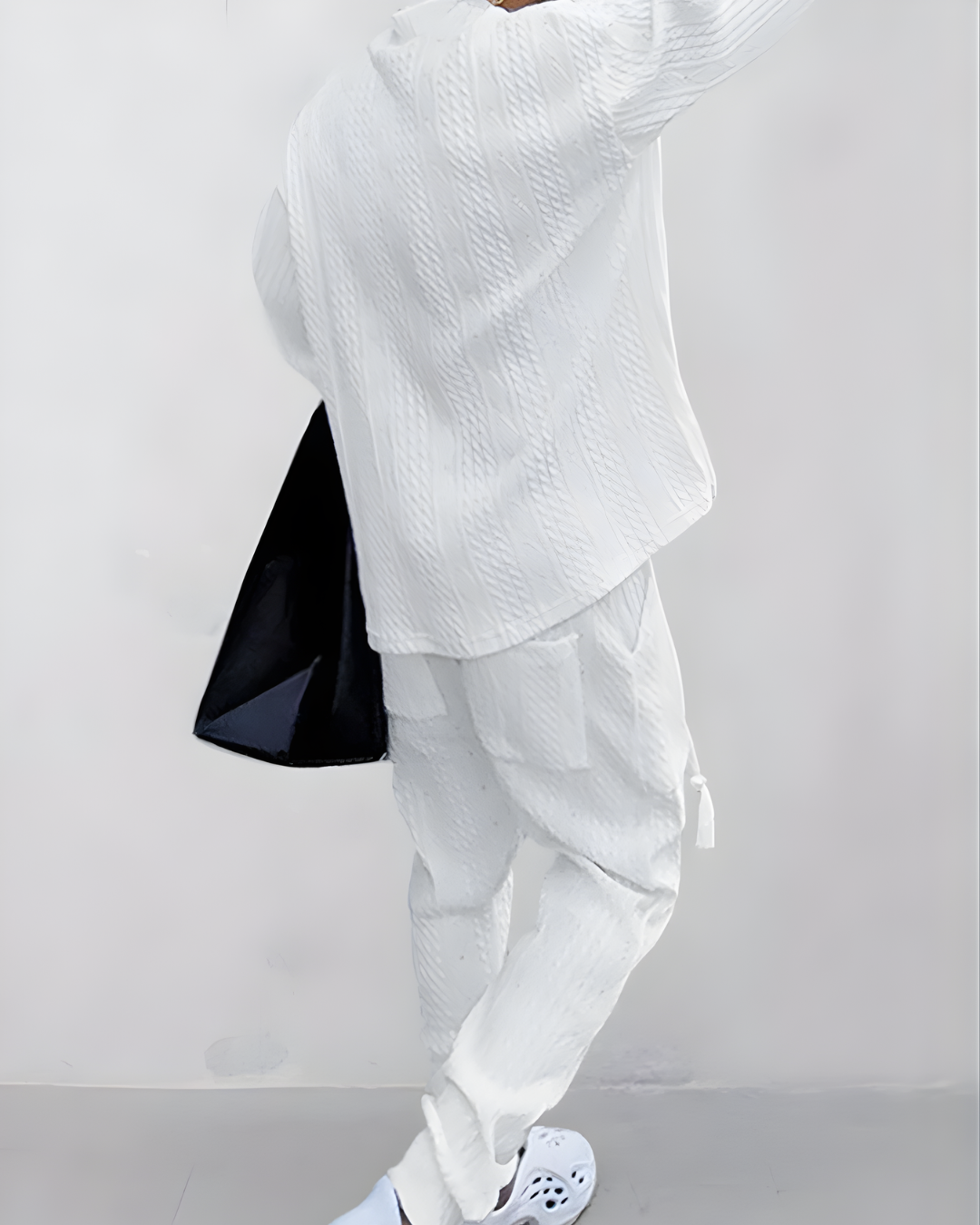 Conjunto de Dos Piezas con Textura Jacquard de Trenzado para Hombre