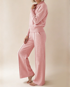 Conjunto de Dos Piezas con Top Holgado y Pantalón Ancho Para Mujer