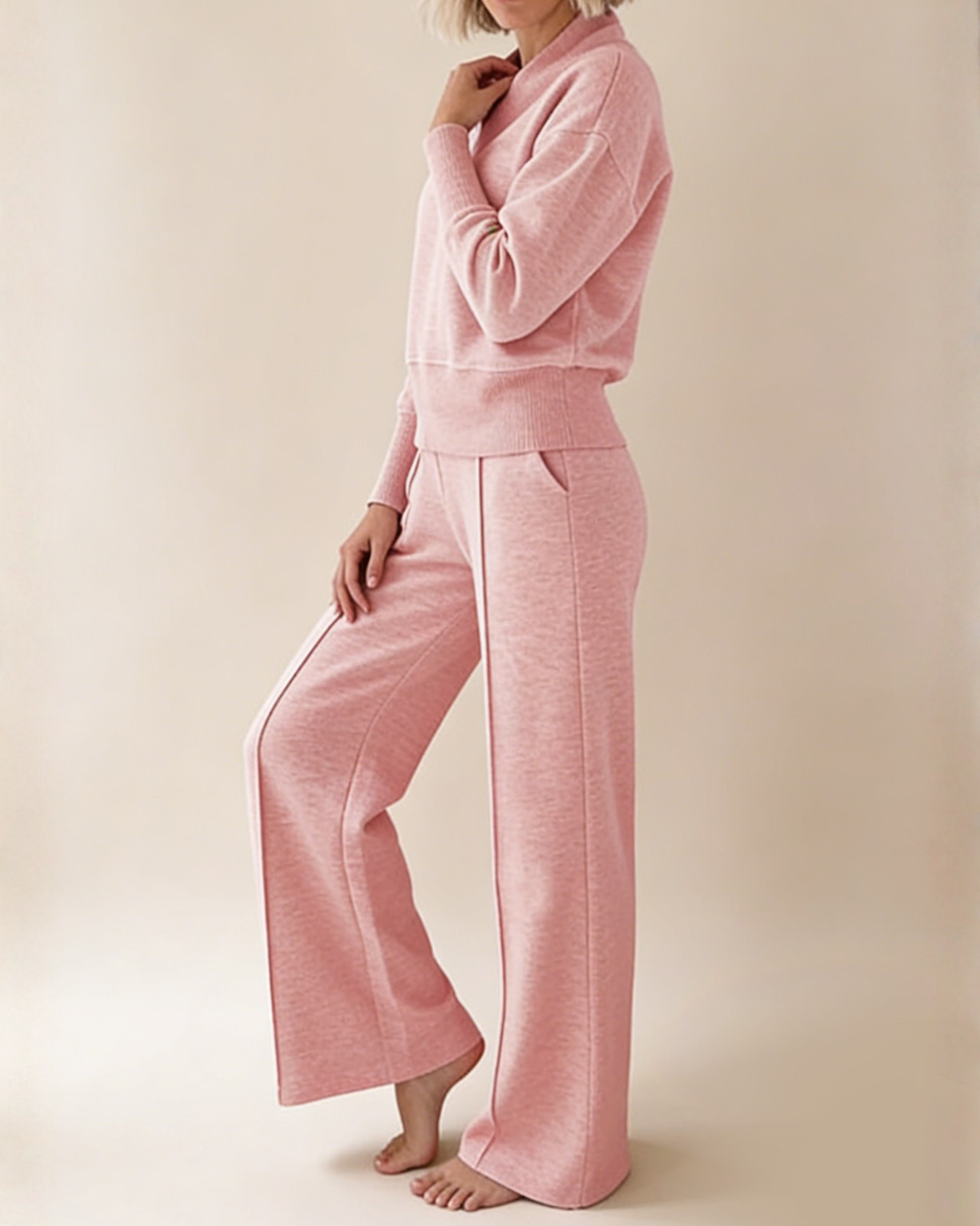 Conjunto de Dos Piezas con Top Holgado y Pantalón Ancho Para Mujer