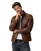 Chaqueta de Cuero con Diseño Funcional para Hombre®