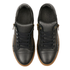 Zapatillas de cuero negro con cremallera y plantillas ortopédicas para hombre®