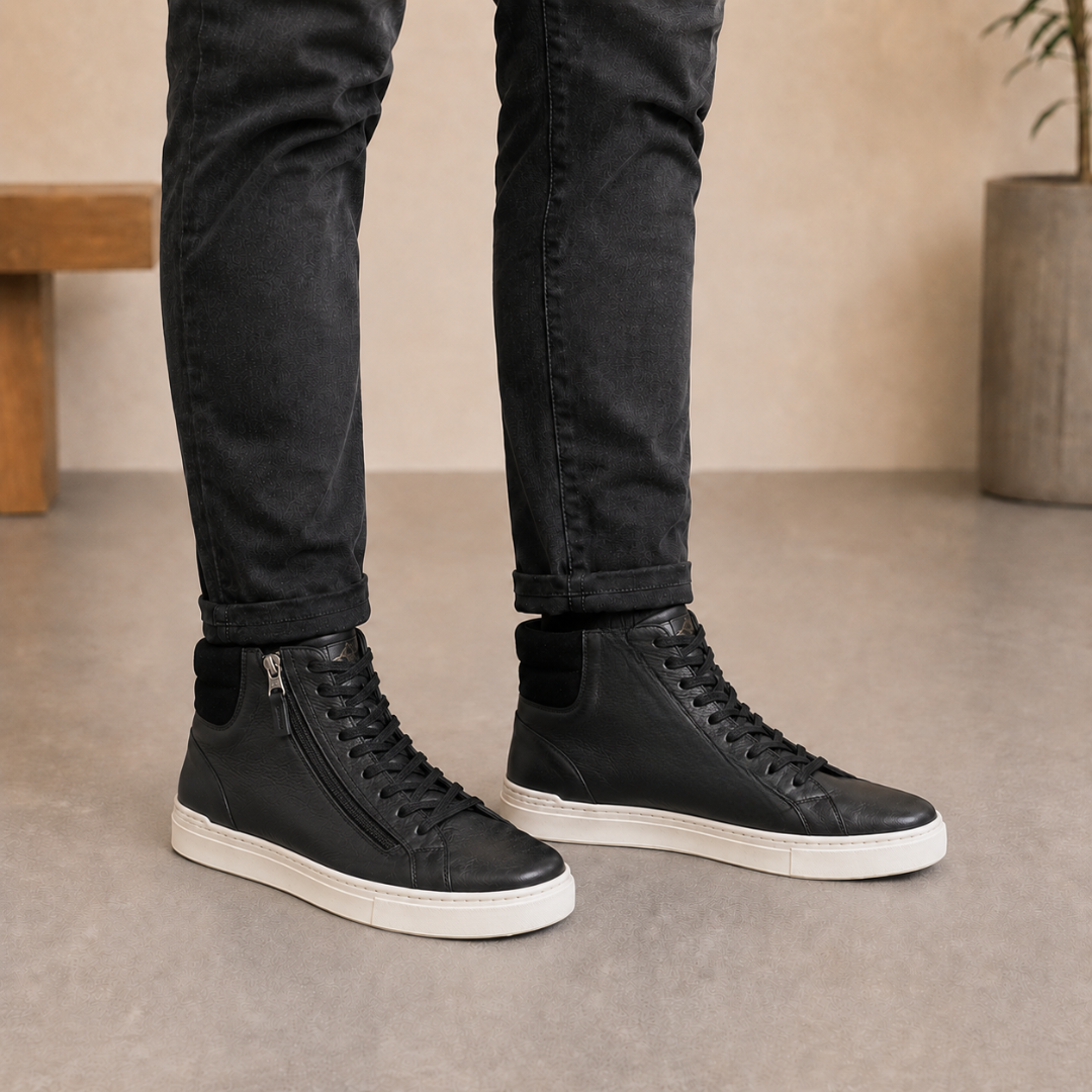 Zapatillas altas de piel con cremallera®