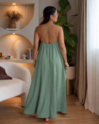 Vestido Largo Fluido con Tirantes Finos