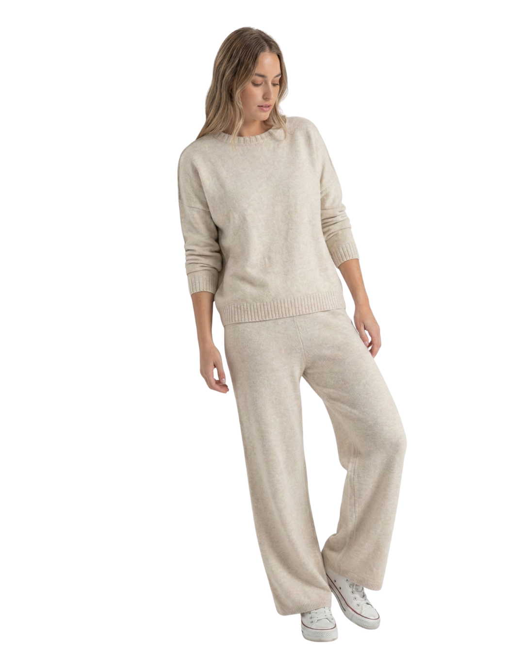Conjunto de punto suave y casual para mujer