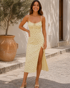 Vestido Midi Floral con Abertura Lateral