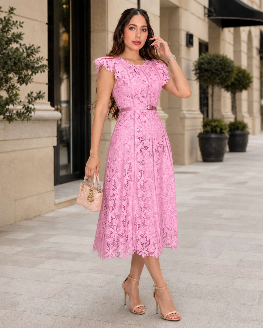 Vestido Midi de Encaje Floral®