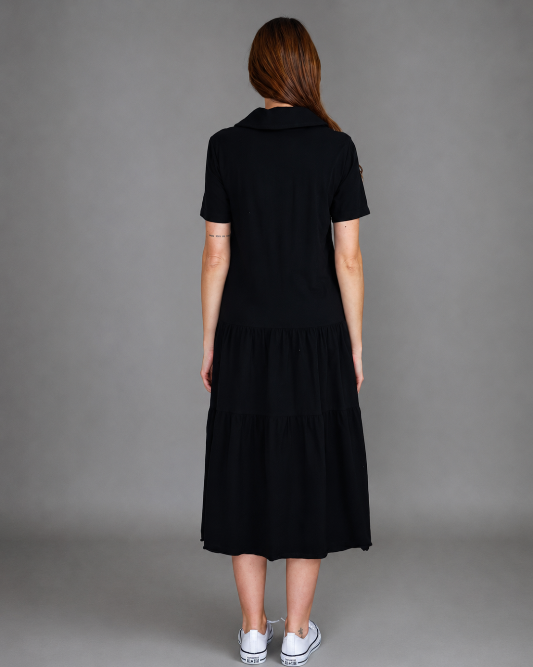 Vestido largo con cuello camisero