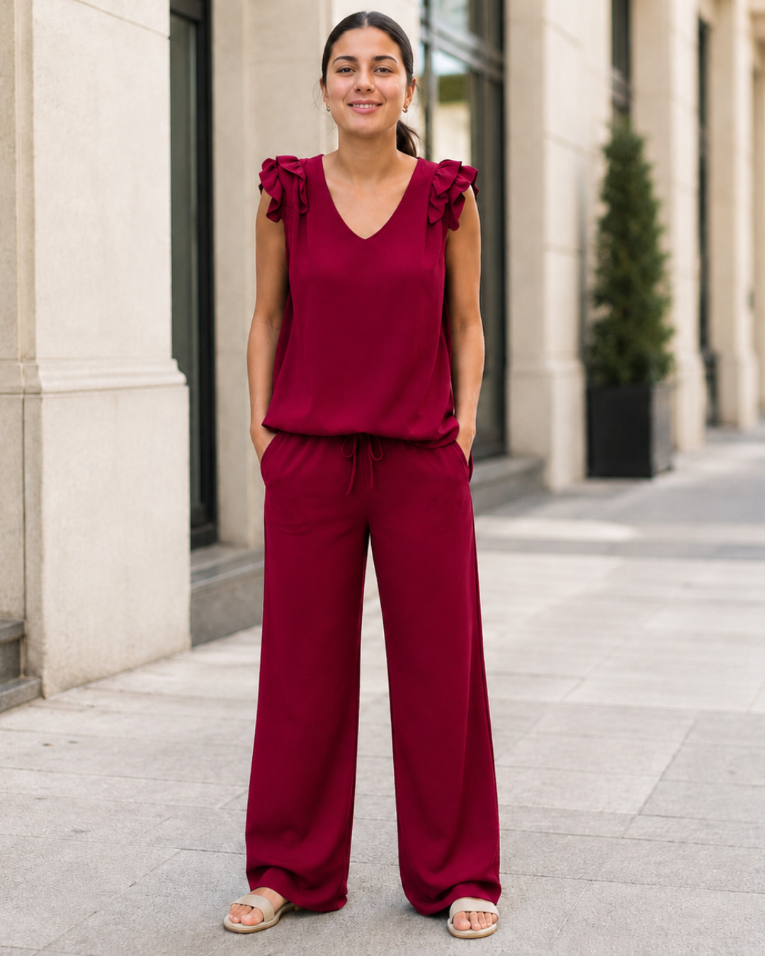 Conjunto de Top con Volantes y Pantalón Amplio®