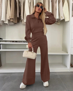 Conjunto de Dos Piezas con Blusa y Pantalón de Corte Amplio