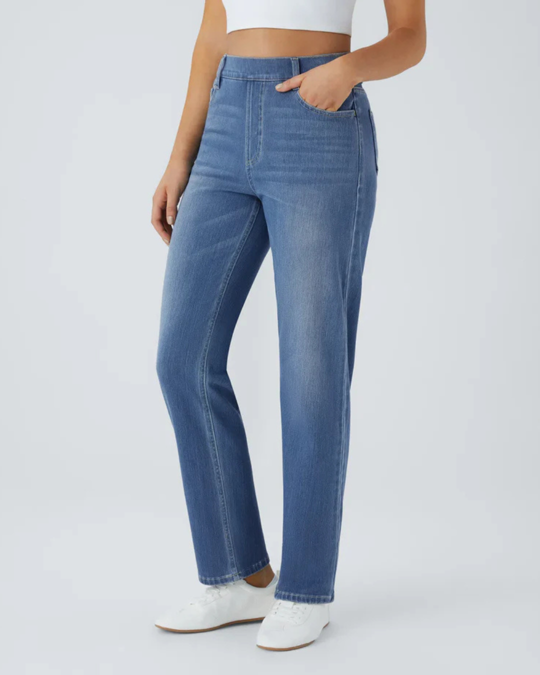 Pantalón de Mujer con Cintura Alta y Tejido Elástico, Comodidad y Estilo para el Día a Día