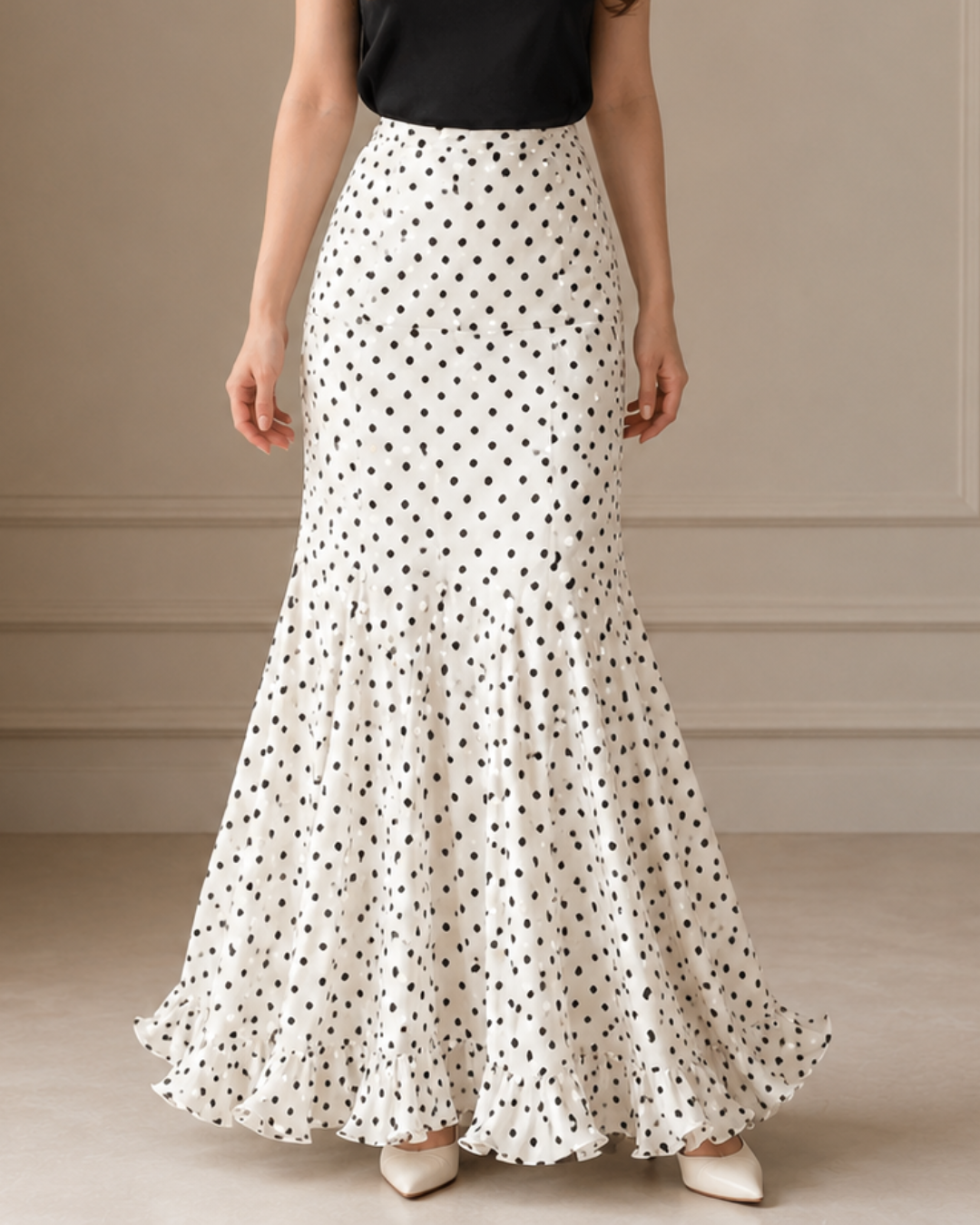 Falda Maxi con Estampado de Lunares®
