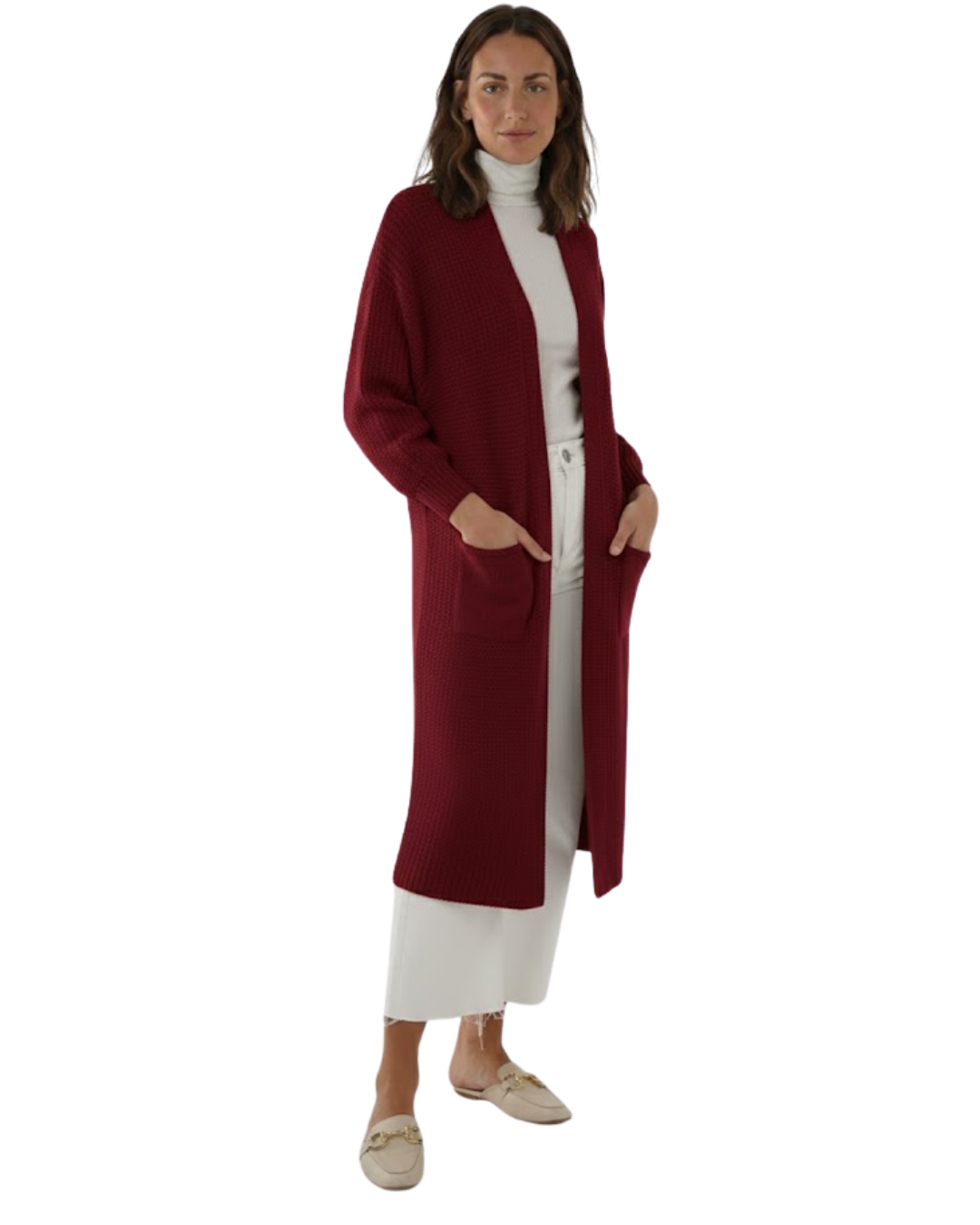 Cárdigan Largo de Punto Para Mujer