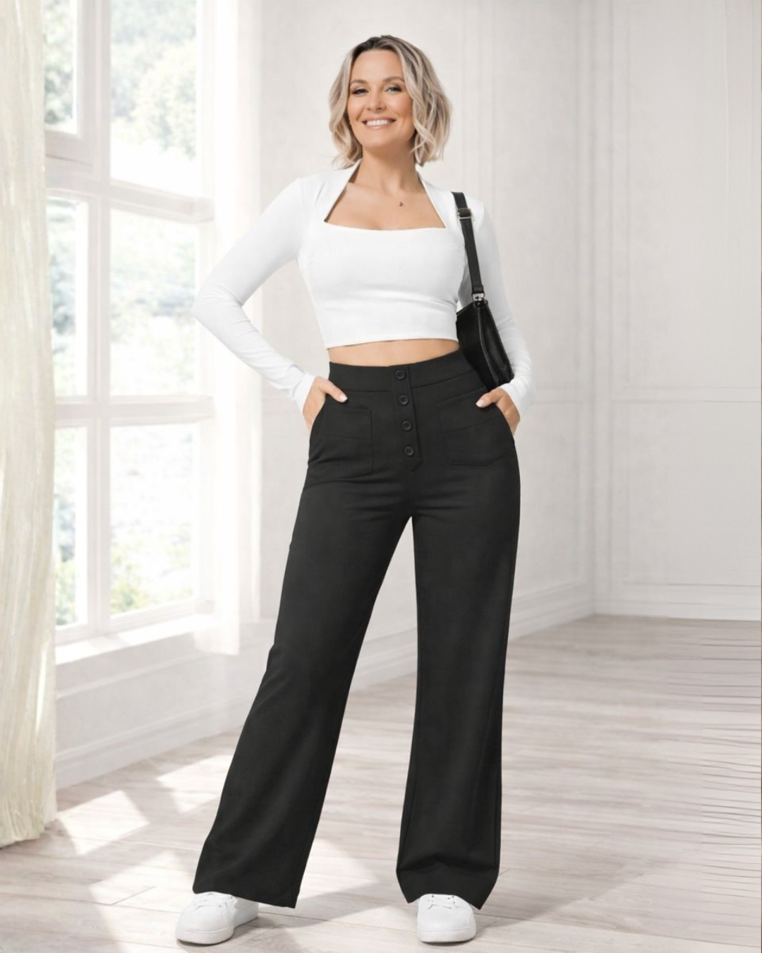 Pantalón Casual de Cintura Alta con Máxima Elasticidad para Mujer