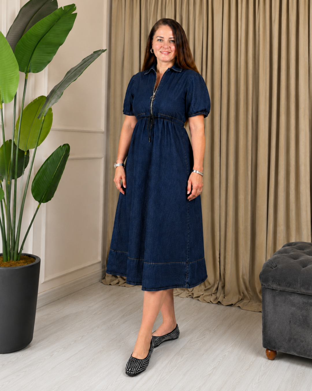 Vestido Camisero de Jean con Cintura Ajustable®