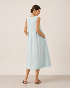 Vestido casual de lino con bolsillos laterales