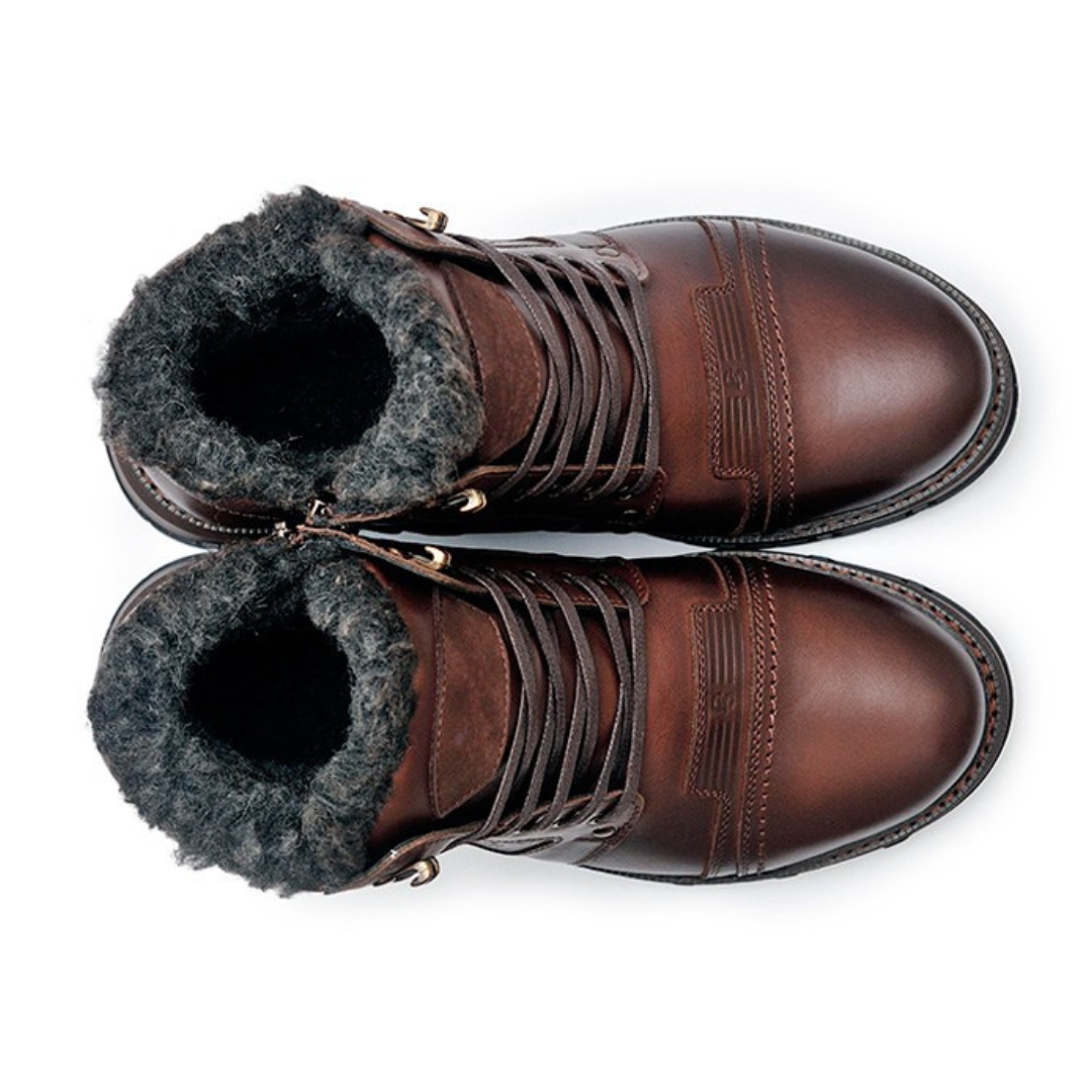 Botas de invierno para hombre de cuero auténtico marrón®