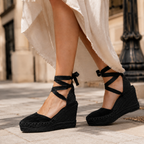 Tacones de Cuña con Lazo en el Tobillo