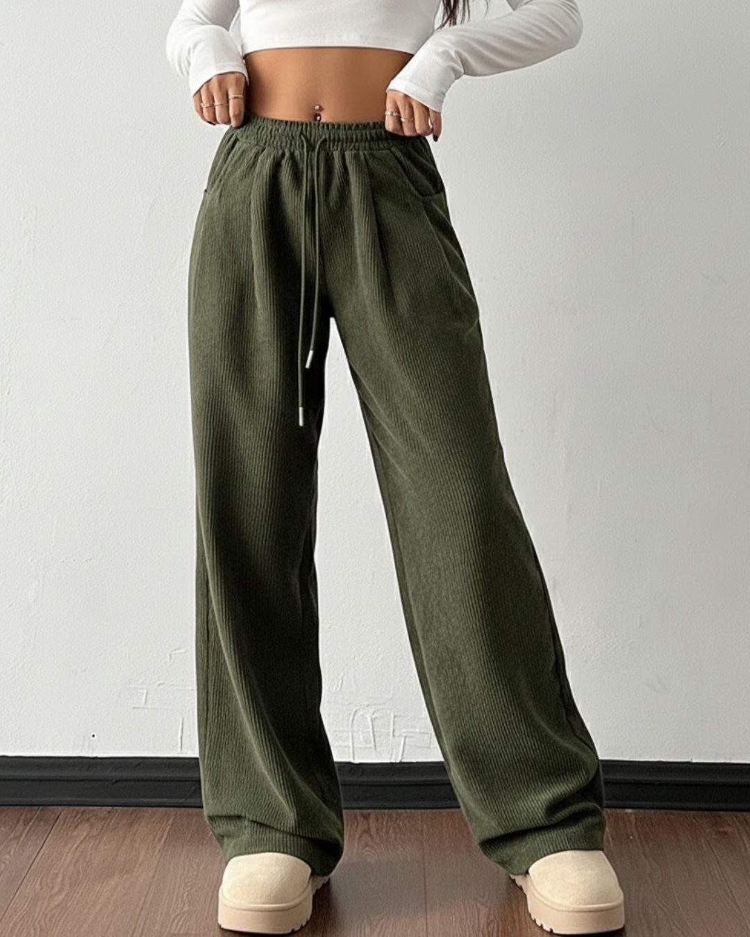 Pantalones Estilo Vintage de Pana para Mujer