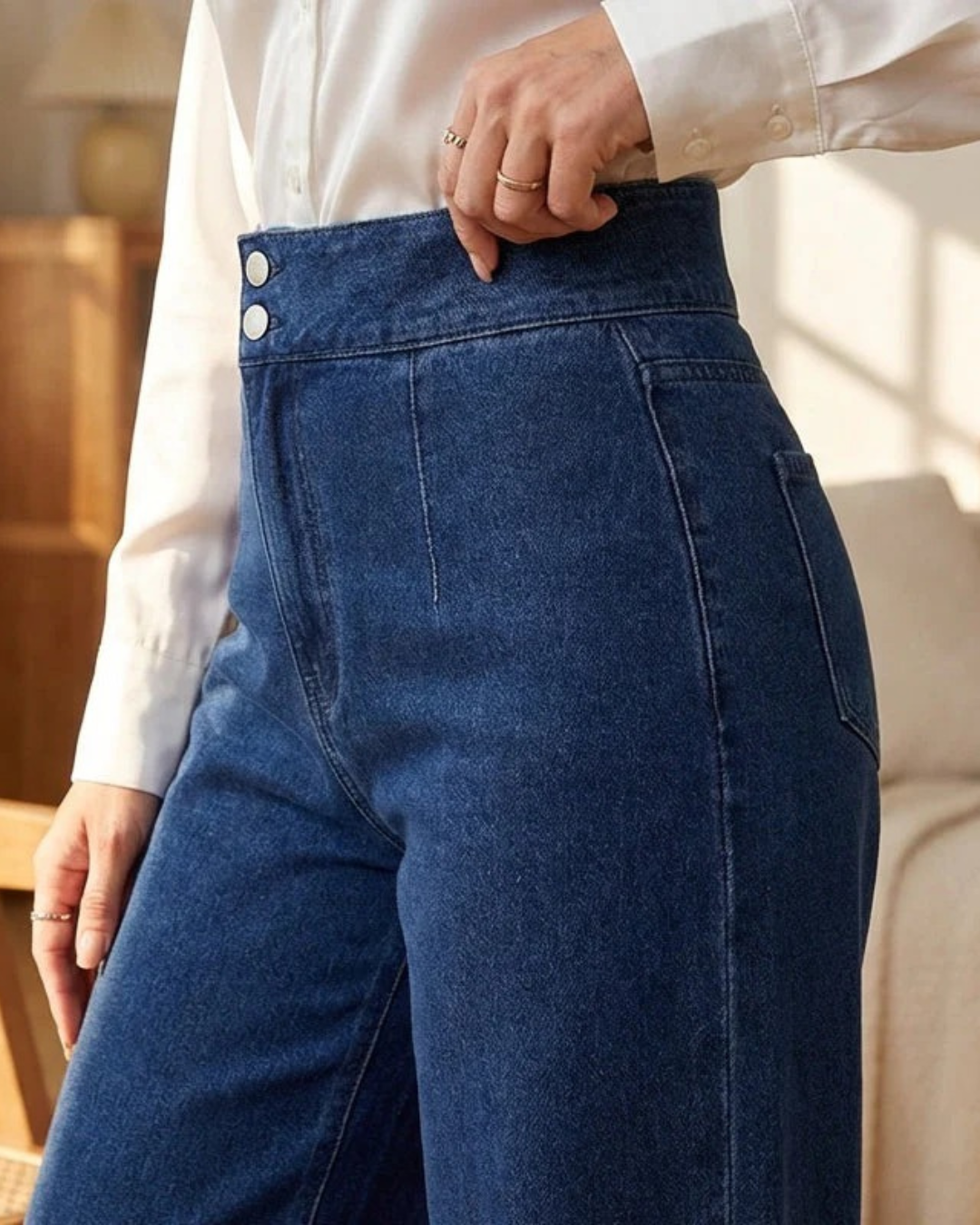 Jeans de Tiro Alto y Pernera Ancha®